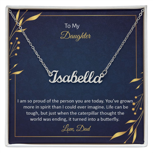 Custom Name Necklace With Message Card - Gift For Daughter