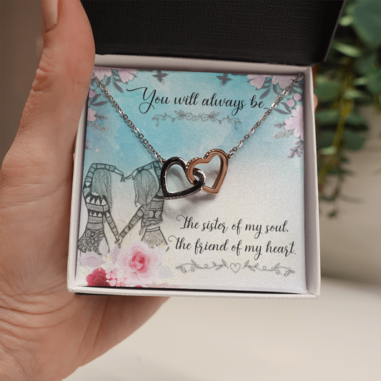 Interlocking Hearts Necklace - The sister of my soul