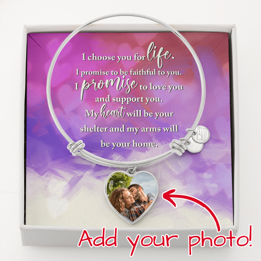 Personalized Heart Pendant Bangle