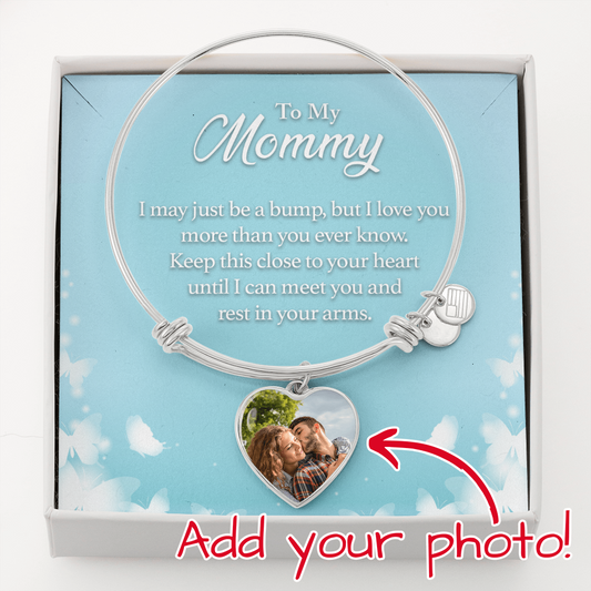 Personalized Heart Pendant Bangle - To My New Mommy