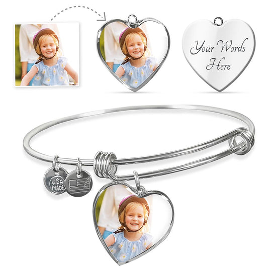 Personalized Heart Pendant Bangle