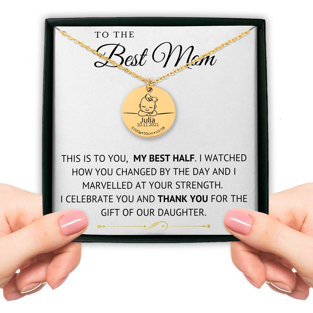 Baby Birth Details Necklace - To The Best Mom