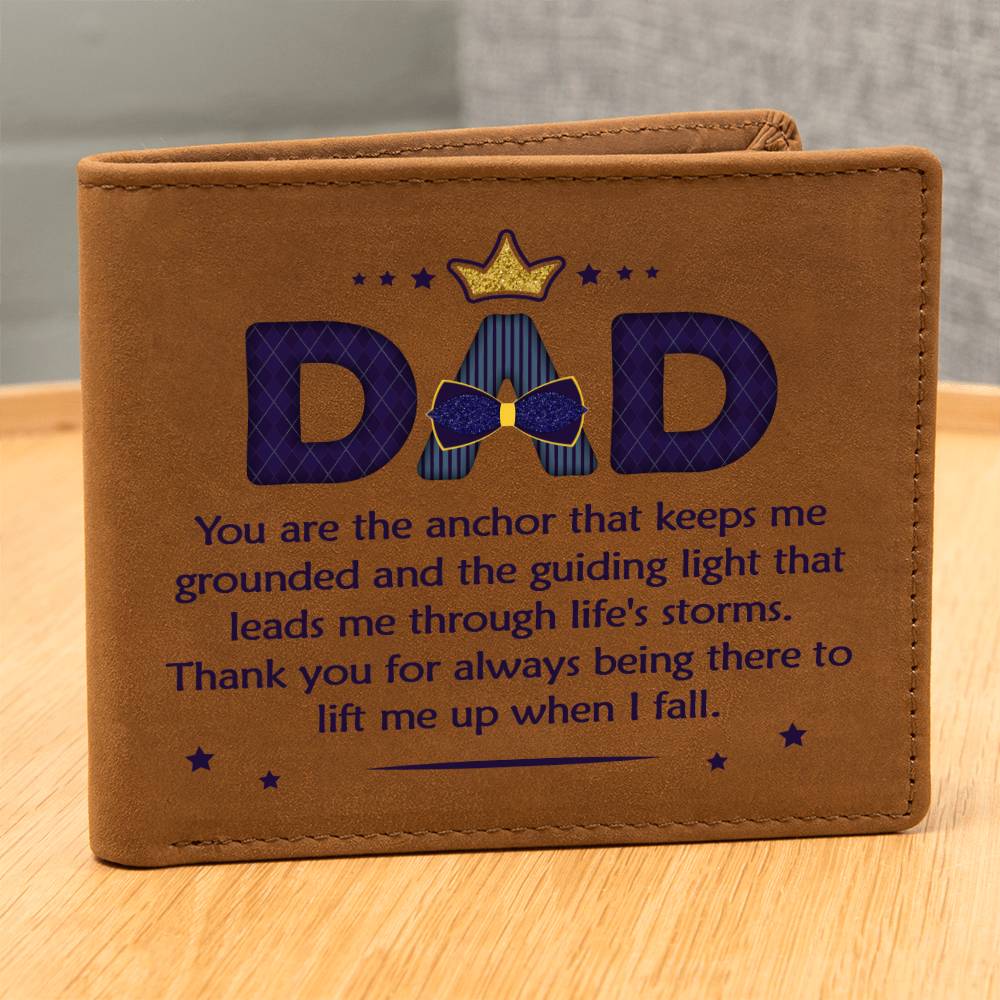 Graphic Leather Wallet For Dad- You Are The Anchor