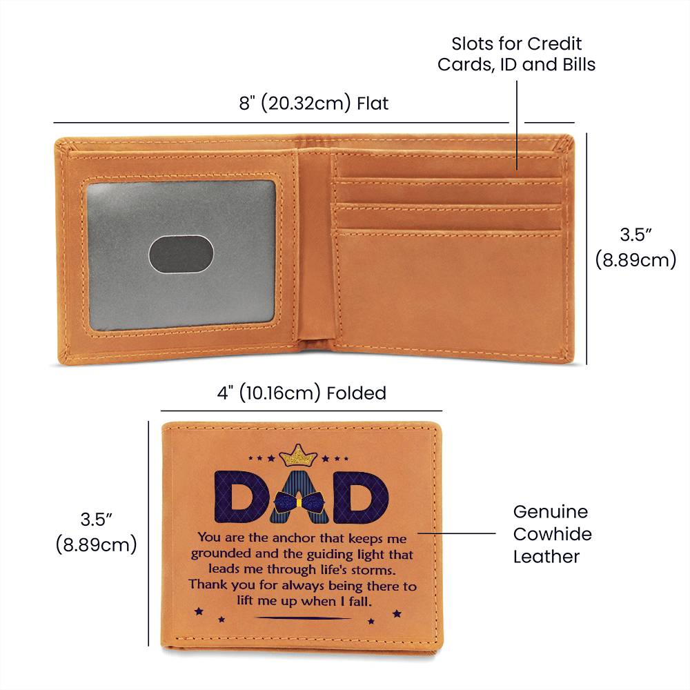 Graphic Leather Wallet For Dad- You Are The Anchor