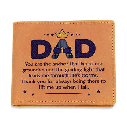 Graphic Leather Wallet For Dad- You Are The Anchor