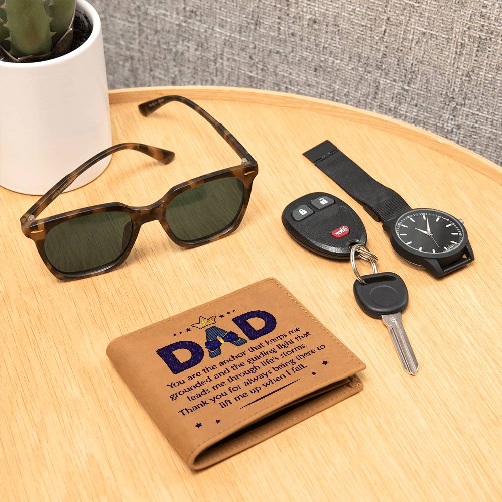 Graphic Leather Wallet For Dad- You Are The Anchor