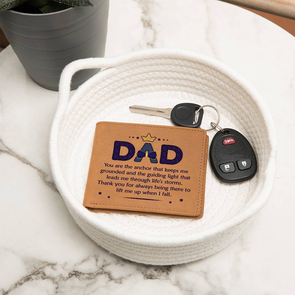 Graphic Leather Wallet For Dad- You Are The Anchor