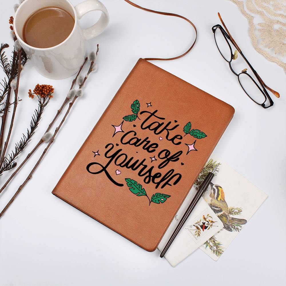 Vegan Leather Graphic Journal - Take Care of  Yourself