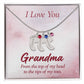 Engraved Baby Feet Necklace with Birthstone - I Love You Grandma