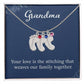 Engraved Baby Feet Necklace with Birthstone -Grandma, Your Love