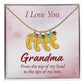 Engraved Baby Feet Necklace with Birthstone - I Love You Grandma