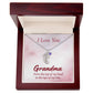 Engraved Baby Feet Necklace with Birthstone - I Love You Grandma