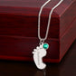 Engraved Baby Feet Necklace with Birthstone - I Love You Grandma