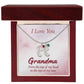 Engraved Baby Feet Necklace with Birthstone - I Love You Grandma