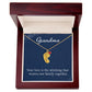 Engraved Baby Feet Necklace with Birthstone -Grandma, Your Love