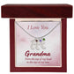 Engraved Baby Feet Necklace with Birthstone - I Love You Grandma