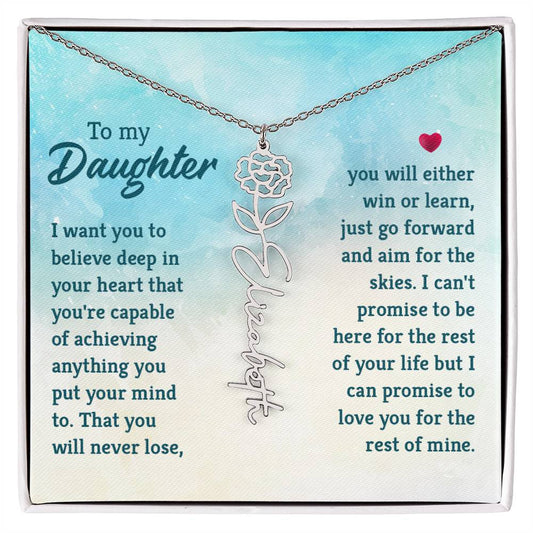 Flower Birth Month Name Necklace - To Daughter