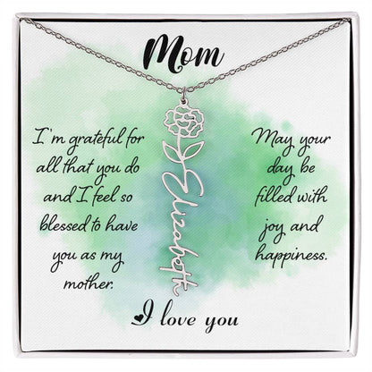 Flower Birth Month Name Necklace - To Mom