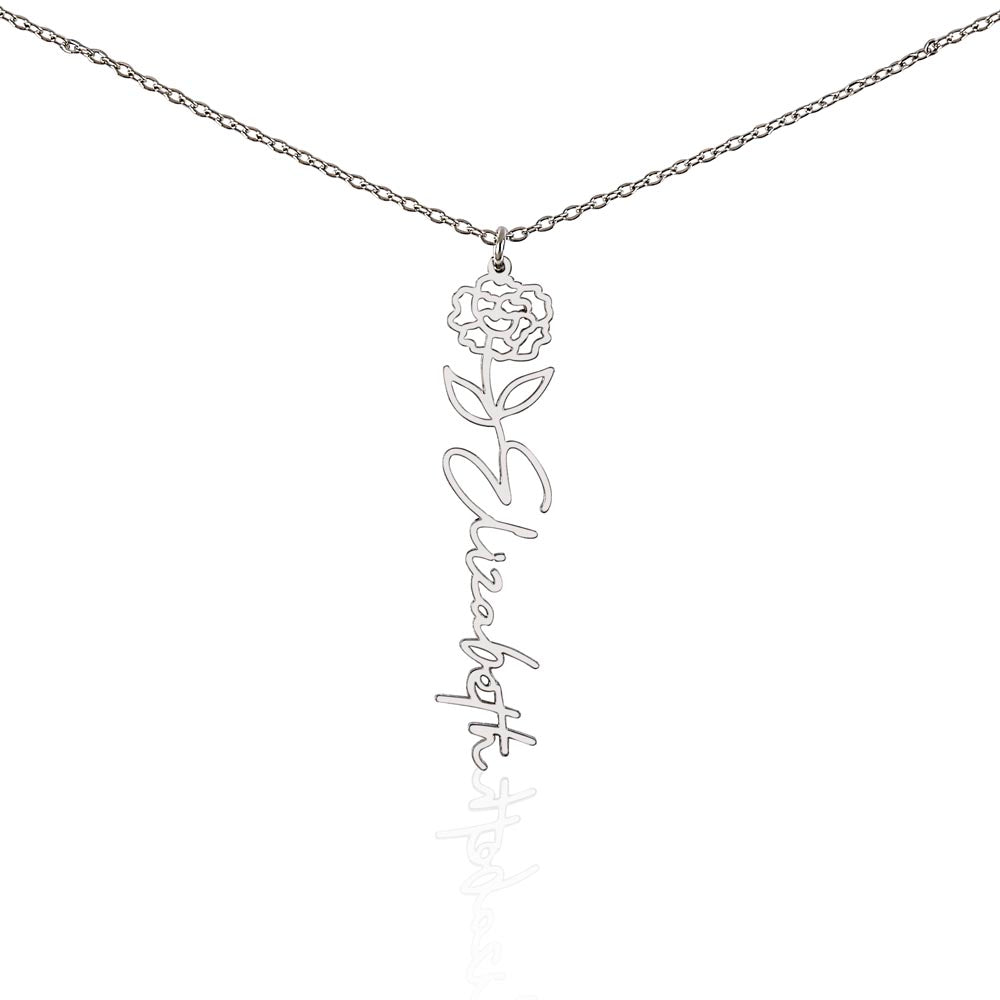 Flower Birth Month Name Necklace - To Daughter