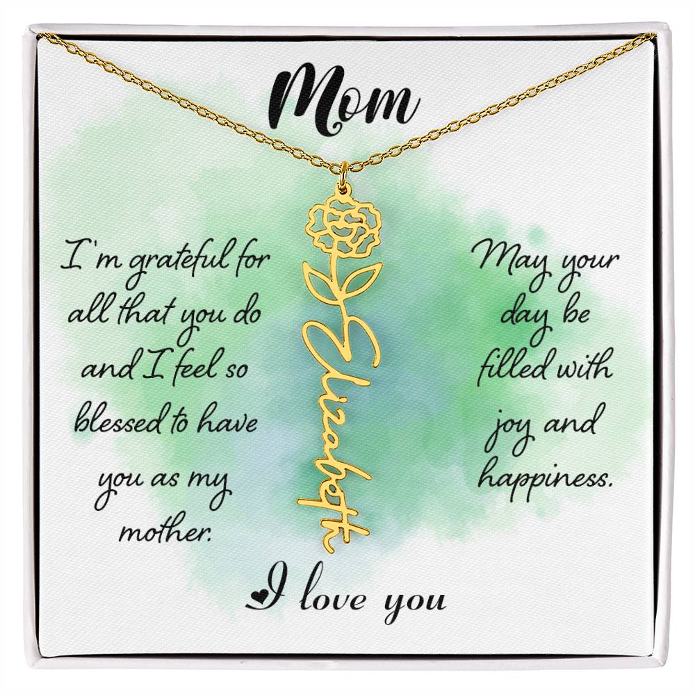 Flower Birth Month Name Necklace - To Mom