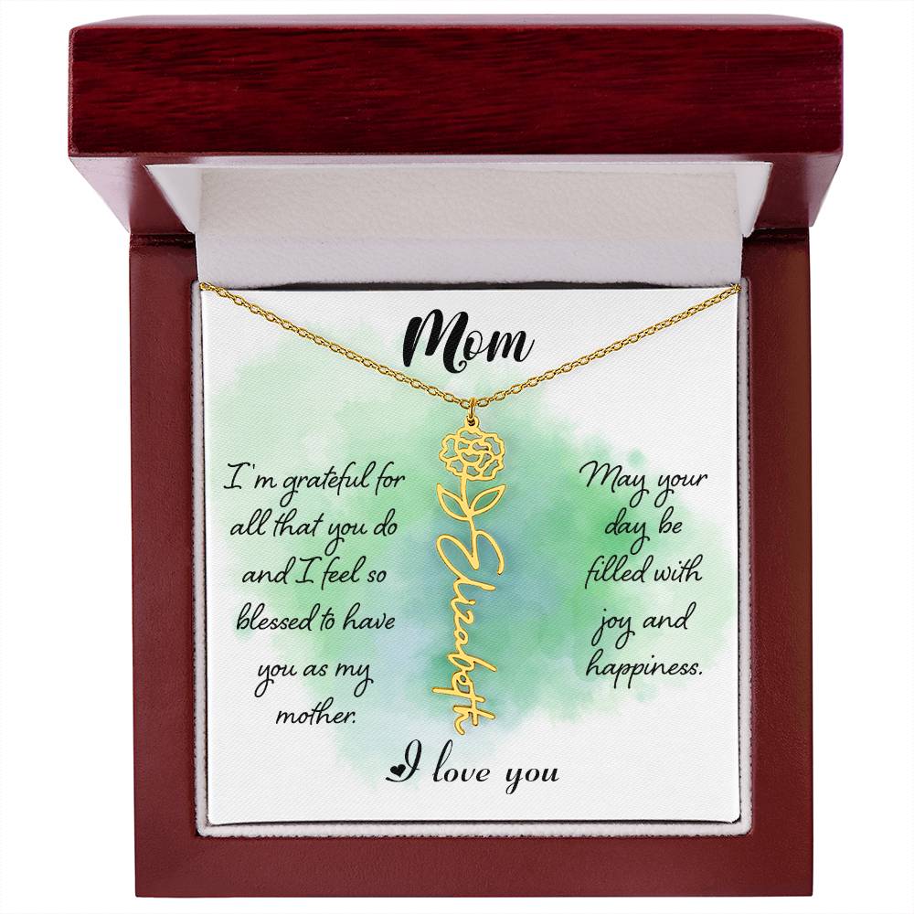 Flower Birth Month Name Necklace - To Mom