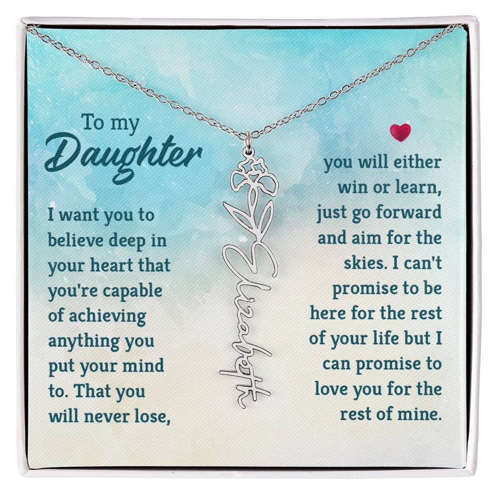 Flower Birth Month Name Necklace - To Daughter