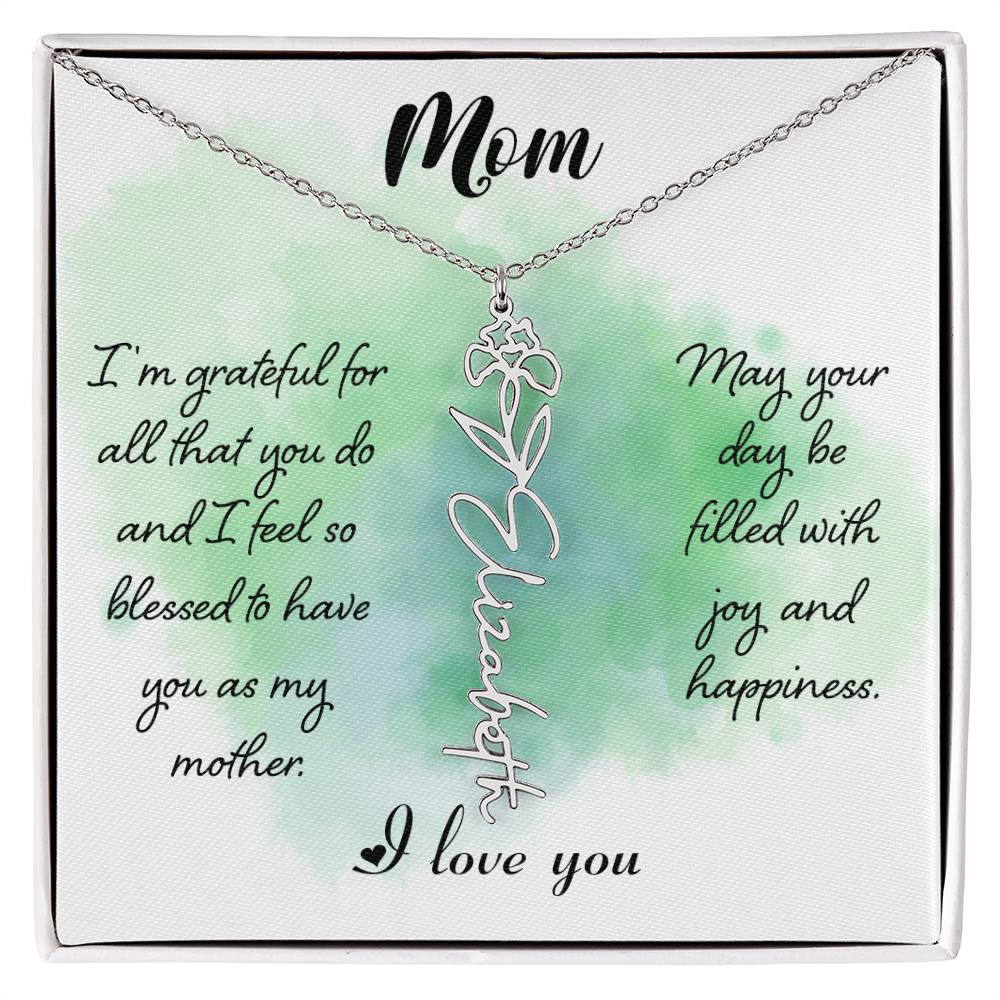 Flower Birth Month Name Necklace - To Mom