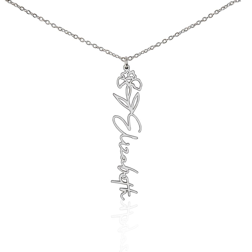 Flower Birth Month Name Necklace - Mother In Law