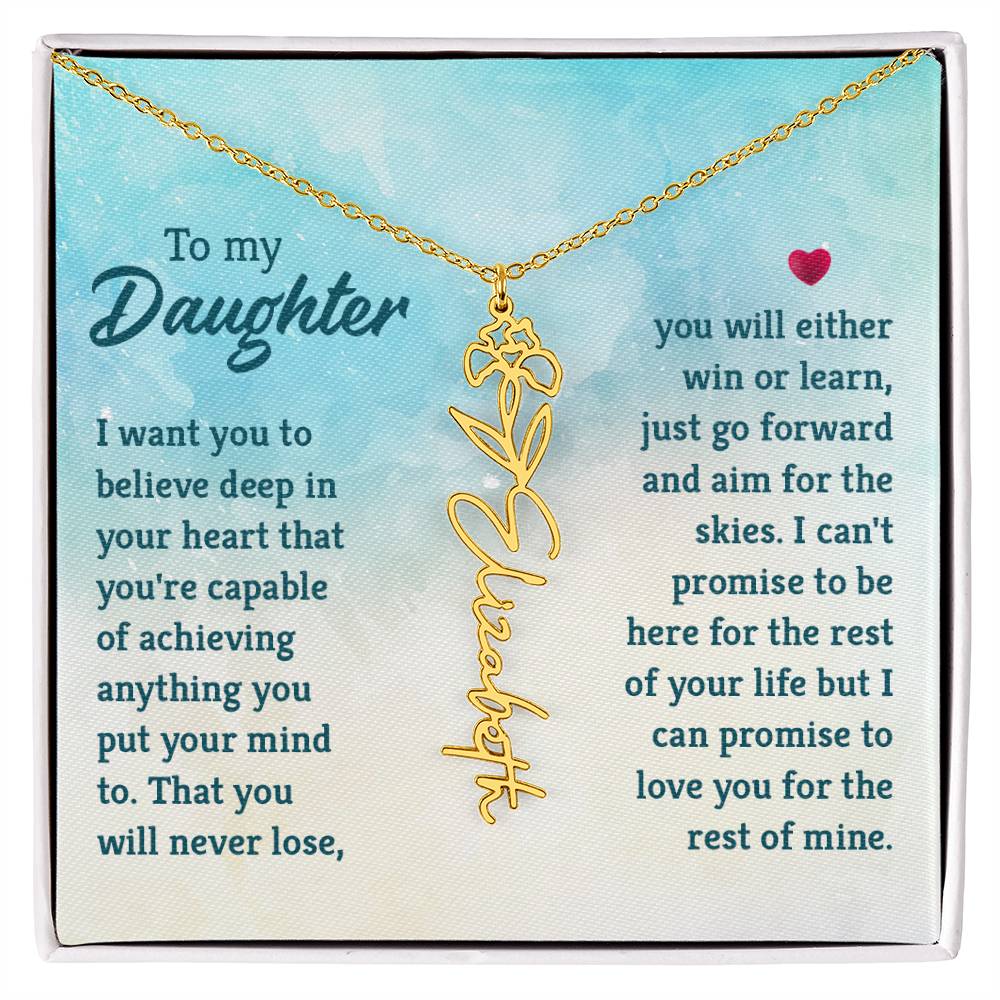 Flower Birth Month Name Necklace - To Daughter