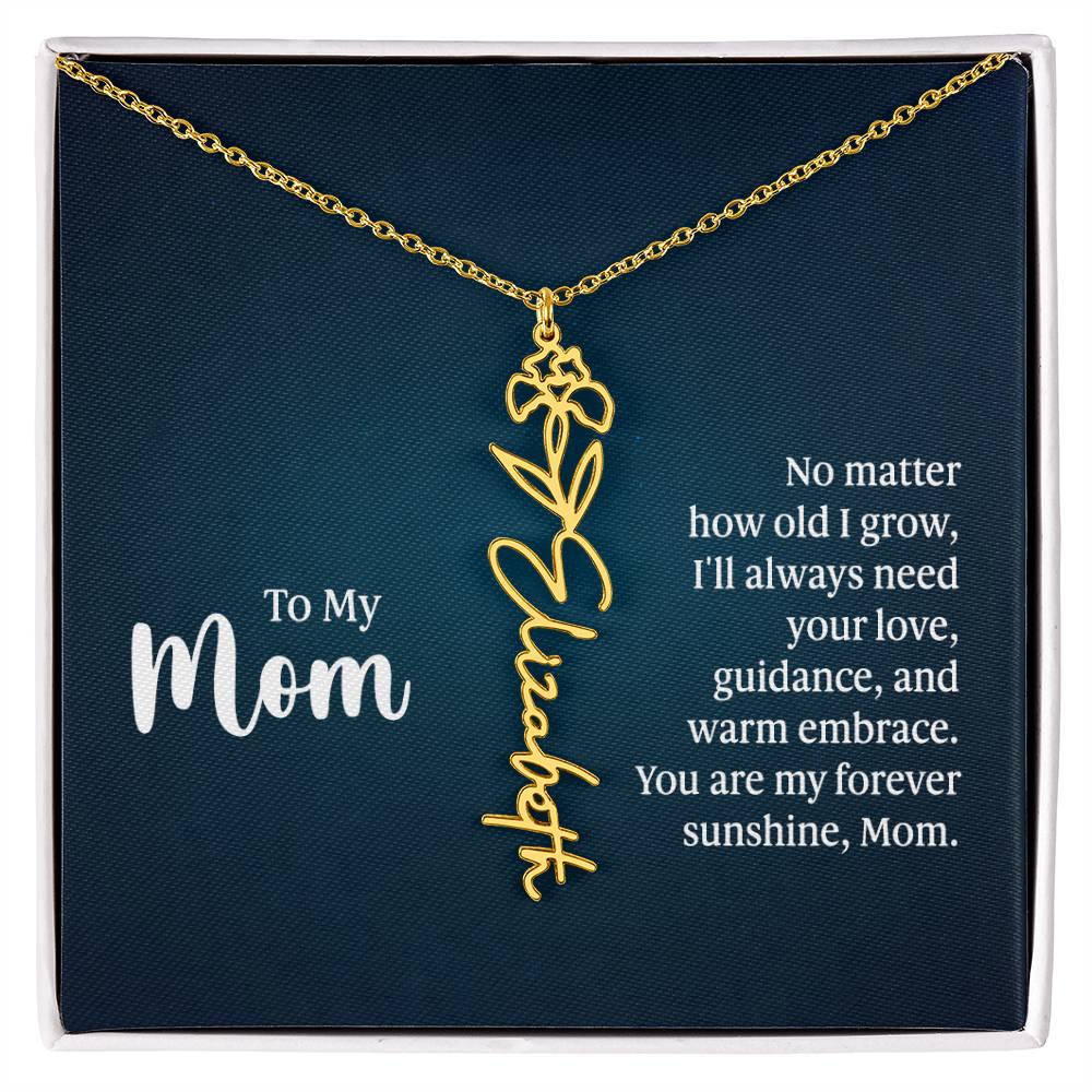 Flower Birth Month Name Necklace - To My Mom