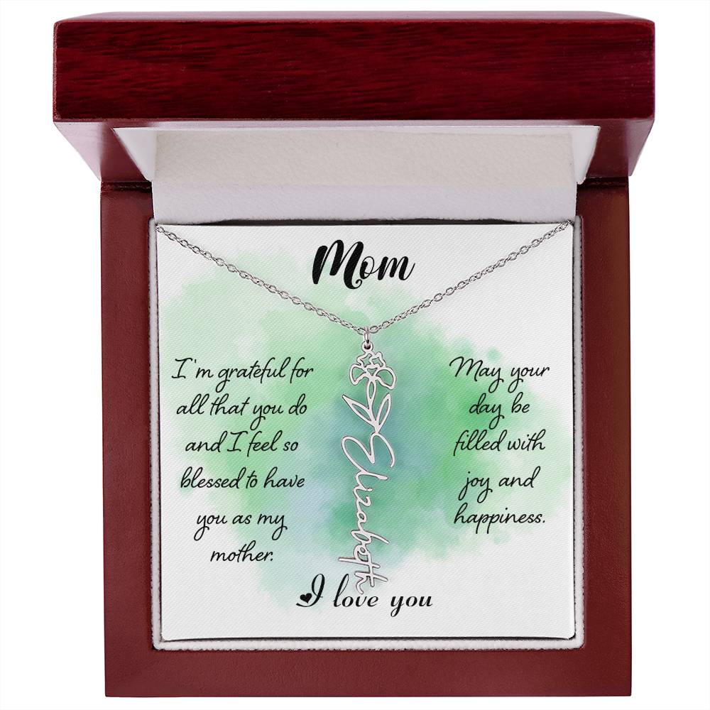 Flower Birth Month Name Necklace - To Mom