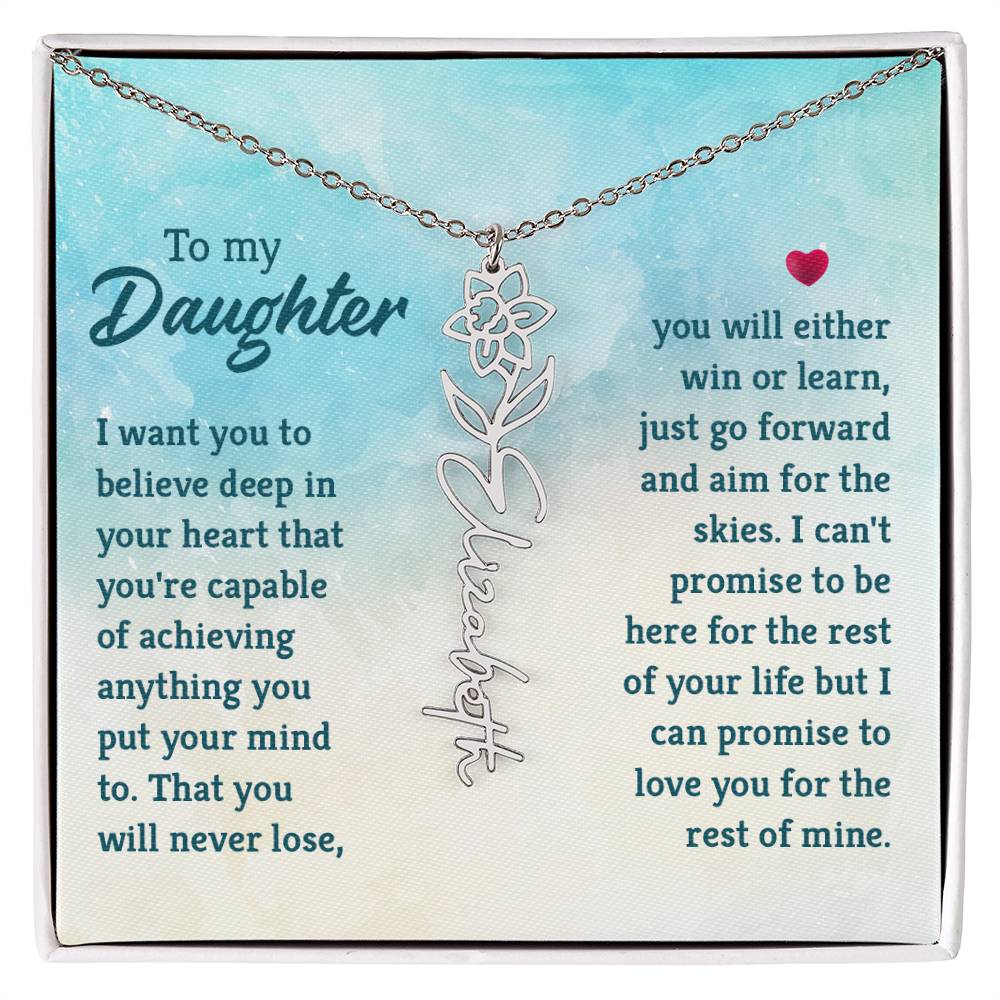 Flower Birth Month Name Necklace - To Daughter