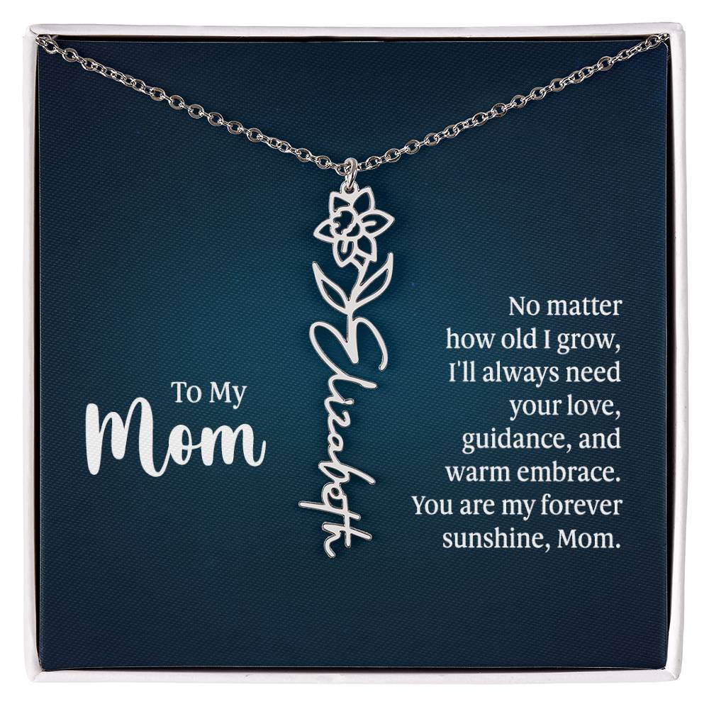 Flower Birth Month Name Necklace - To My Mom