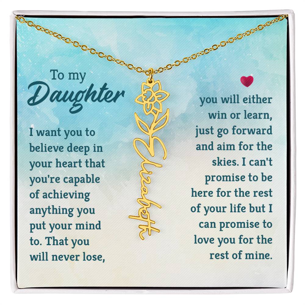 Flower Birth Month Name Necklace - To Daughter