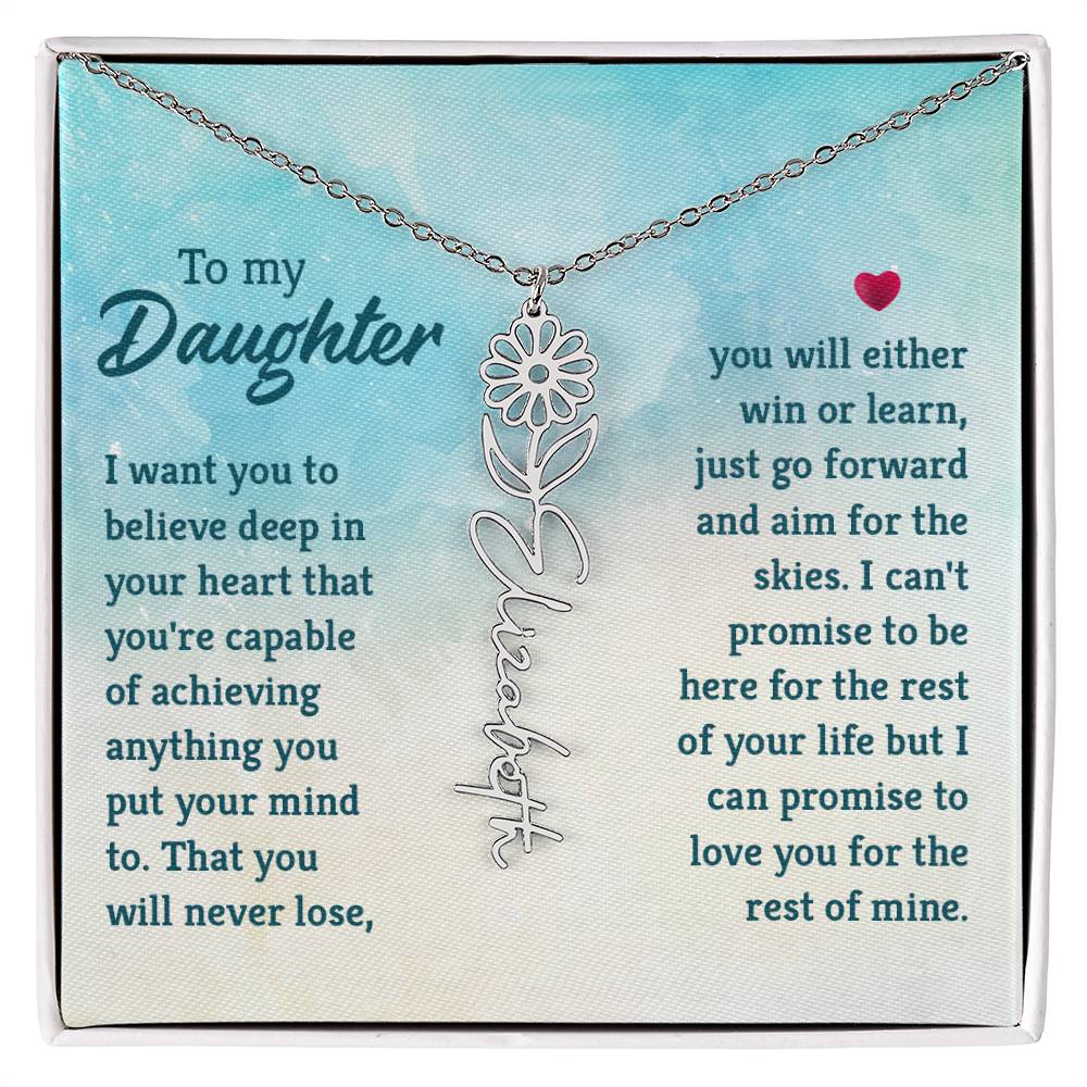 Flower Birth Month Name Necklace - To Daughter