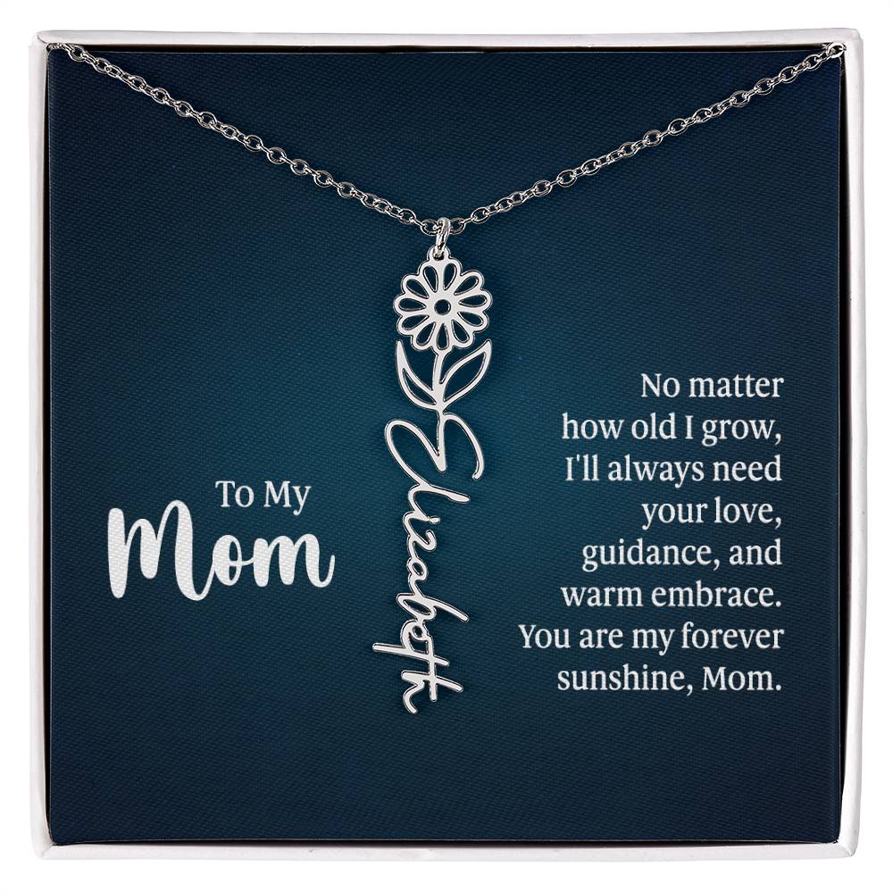 Flower Birth Month Name Necklace - To My Mom