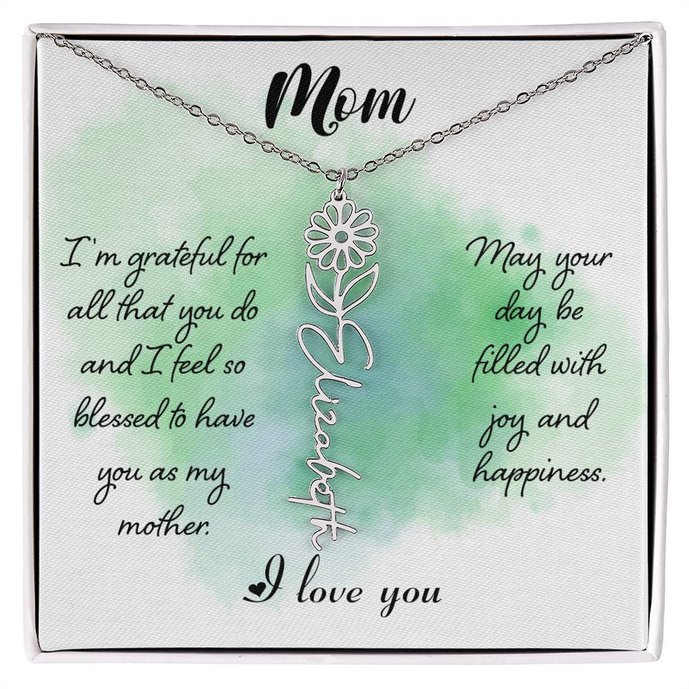 Flower Birth Month Name Necklace - To Mom