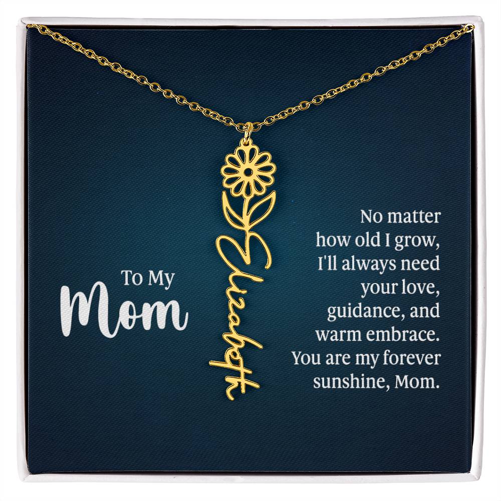 Flower Birth Month Name Necklace - To My Mom