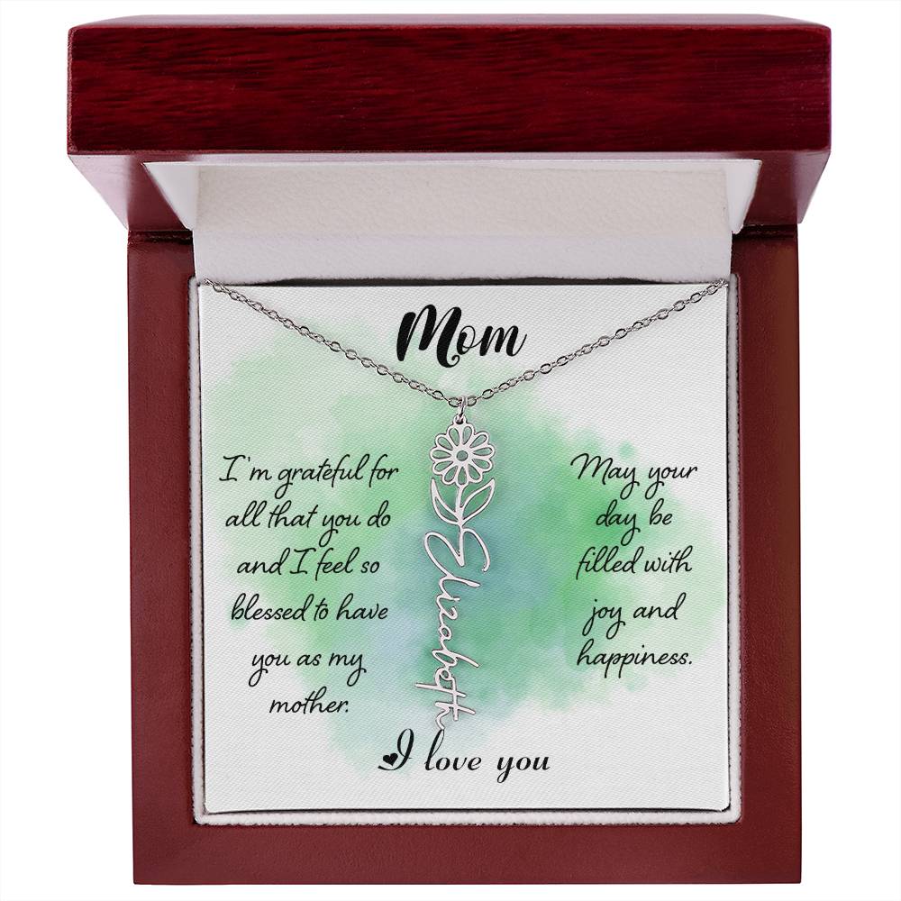 Flower Birth Month Name Necklace - To Mom