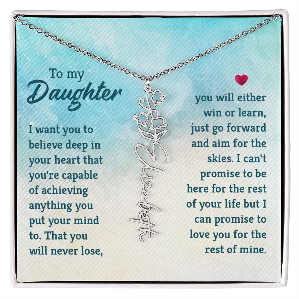 Flower Birth Month Name Necklace - To Daughter