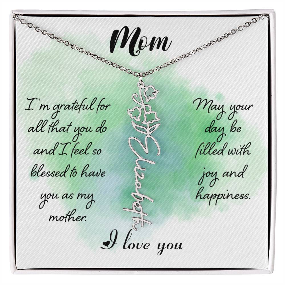 Flower Birth Month Name Necklace - To Mom