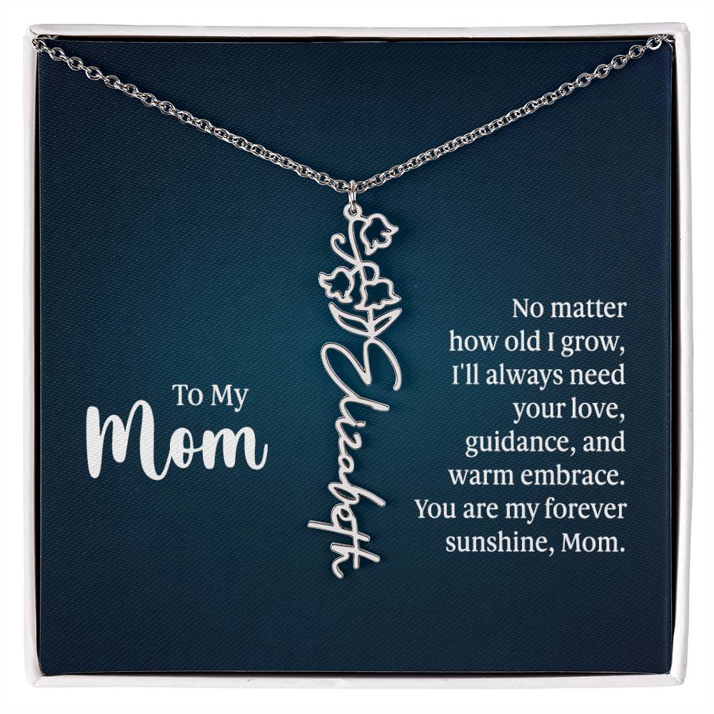 Flower Birth Month Name Necklace - To My Mom