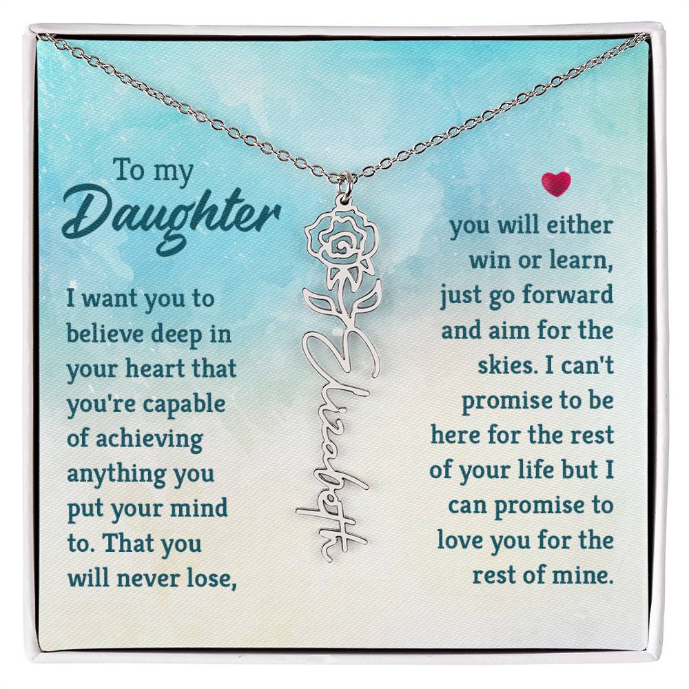 Flower Birth Month Name Necklace - To Daughter