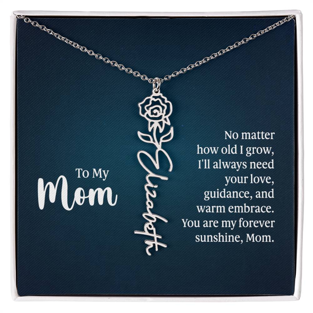 Flower Birth Month Name Necklace - To My Mom