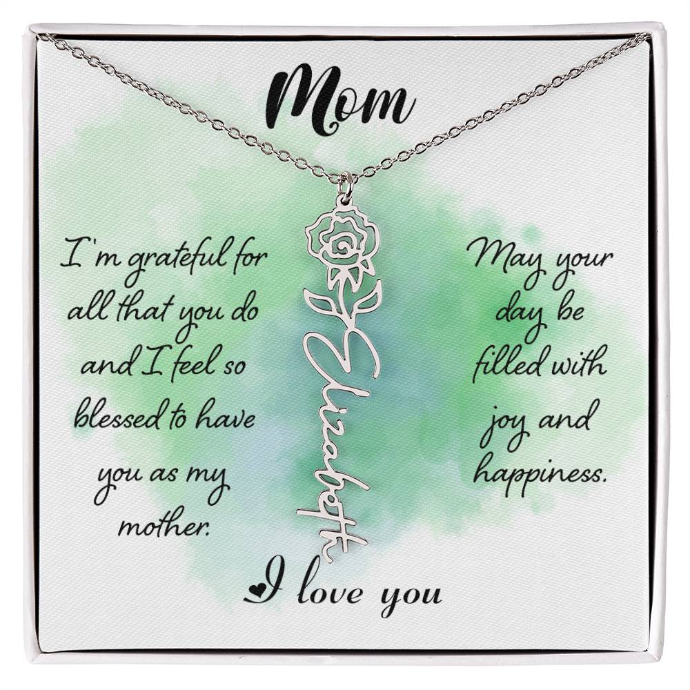 Flower Birth Month Name Necklace - To Mom