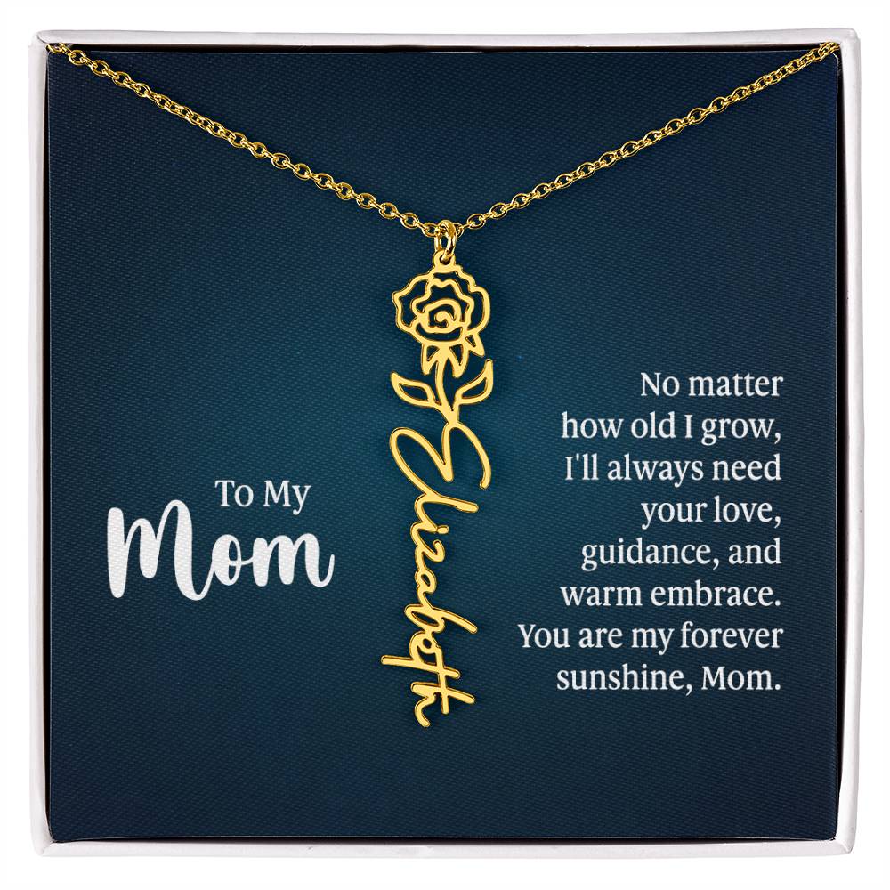 Flower Birth Month Name Necklace - To My Mom