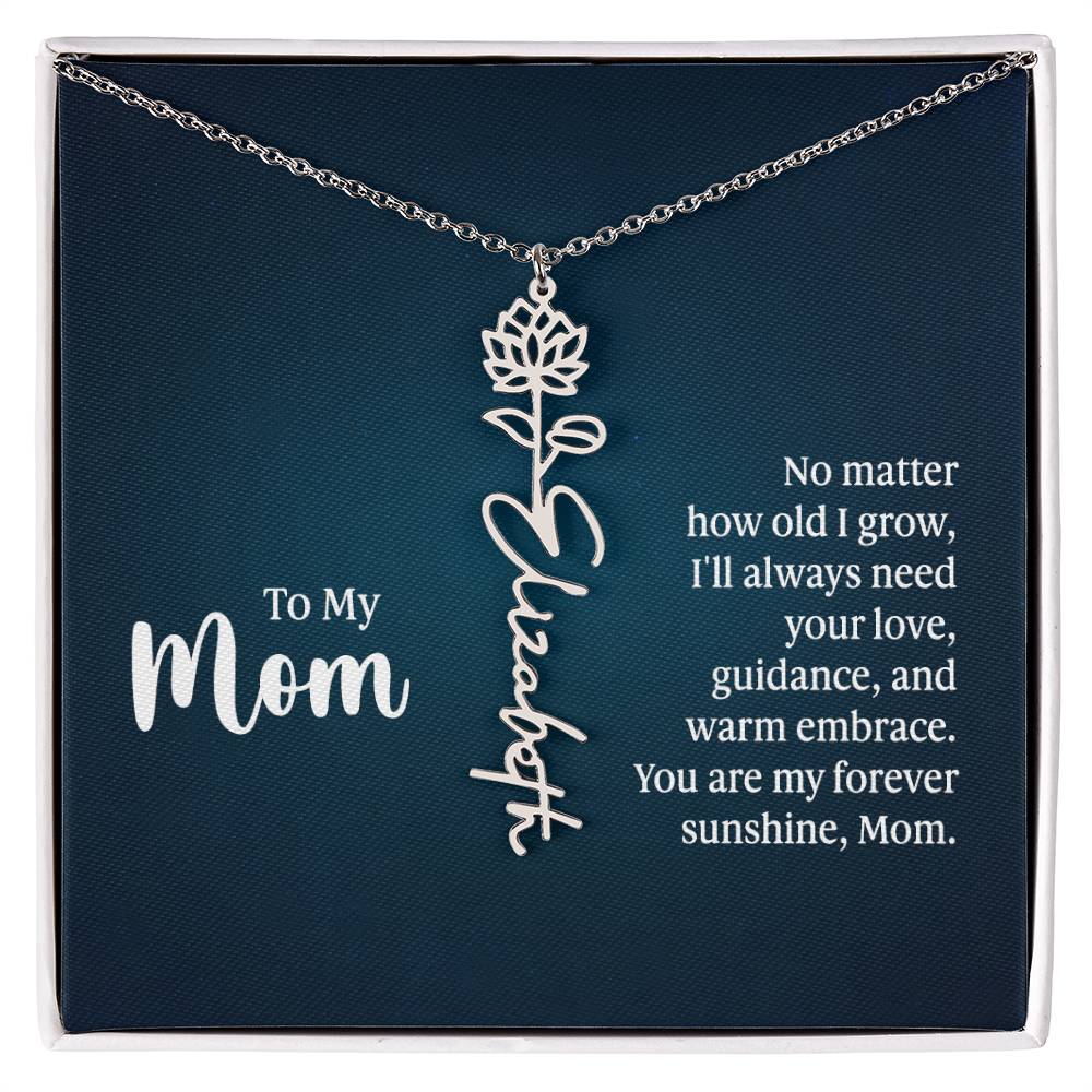 Flower Birth Month Name Necklace - To My Mom