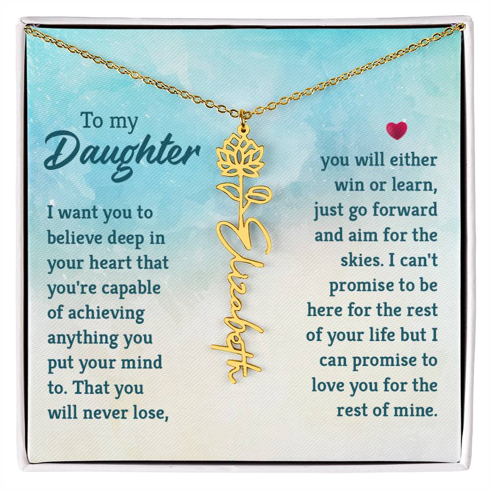 Flower Birth Month Name Necklace - To Daughter