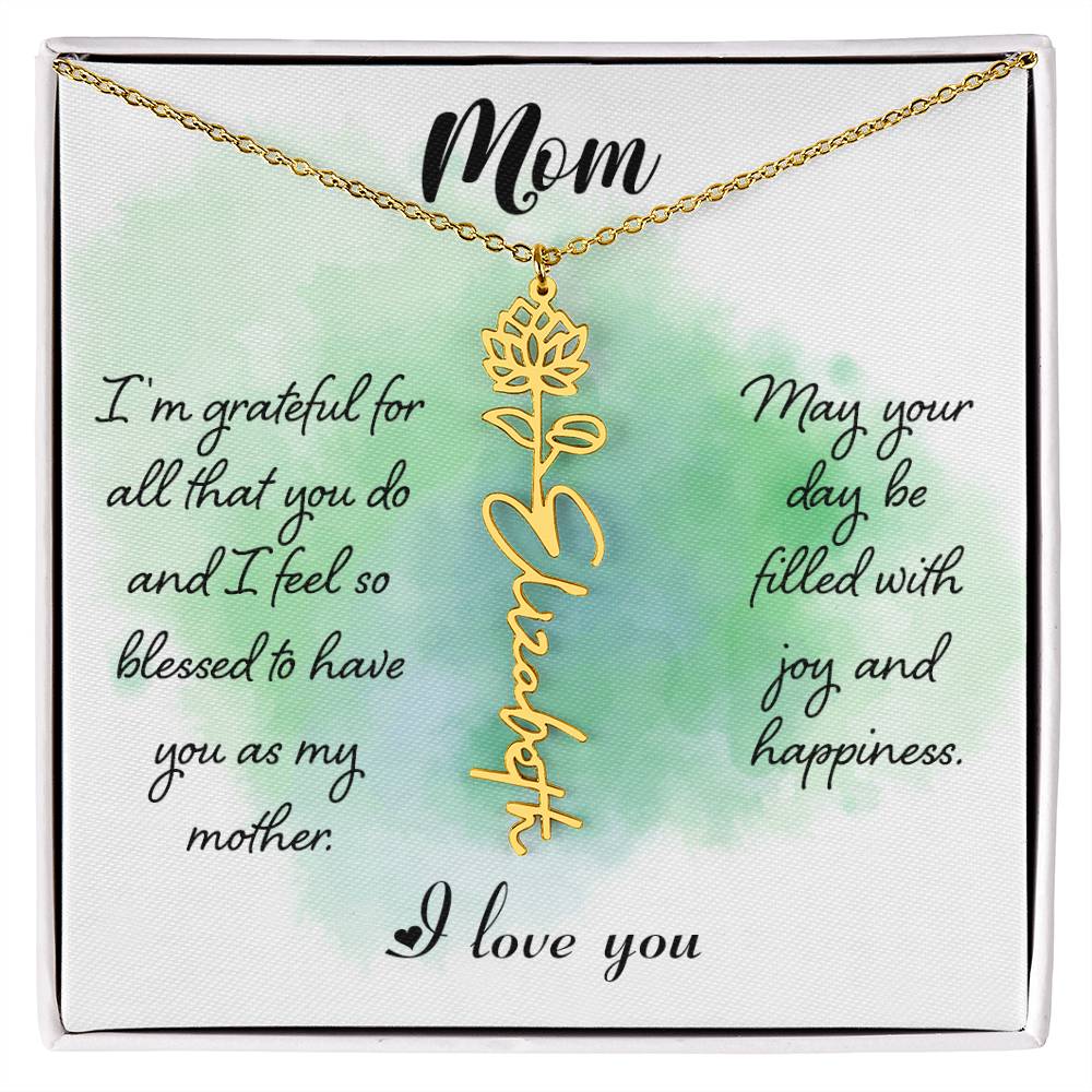 Flower Birth Month Name Necklace - To Mom