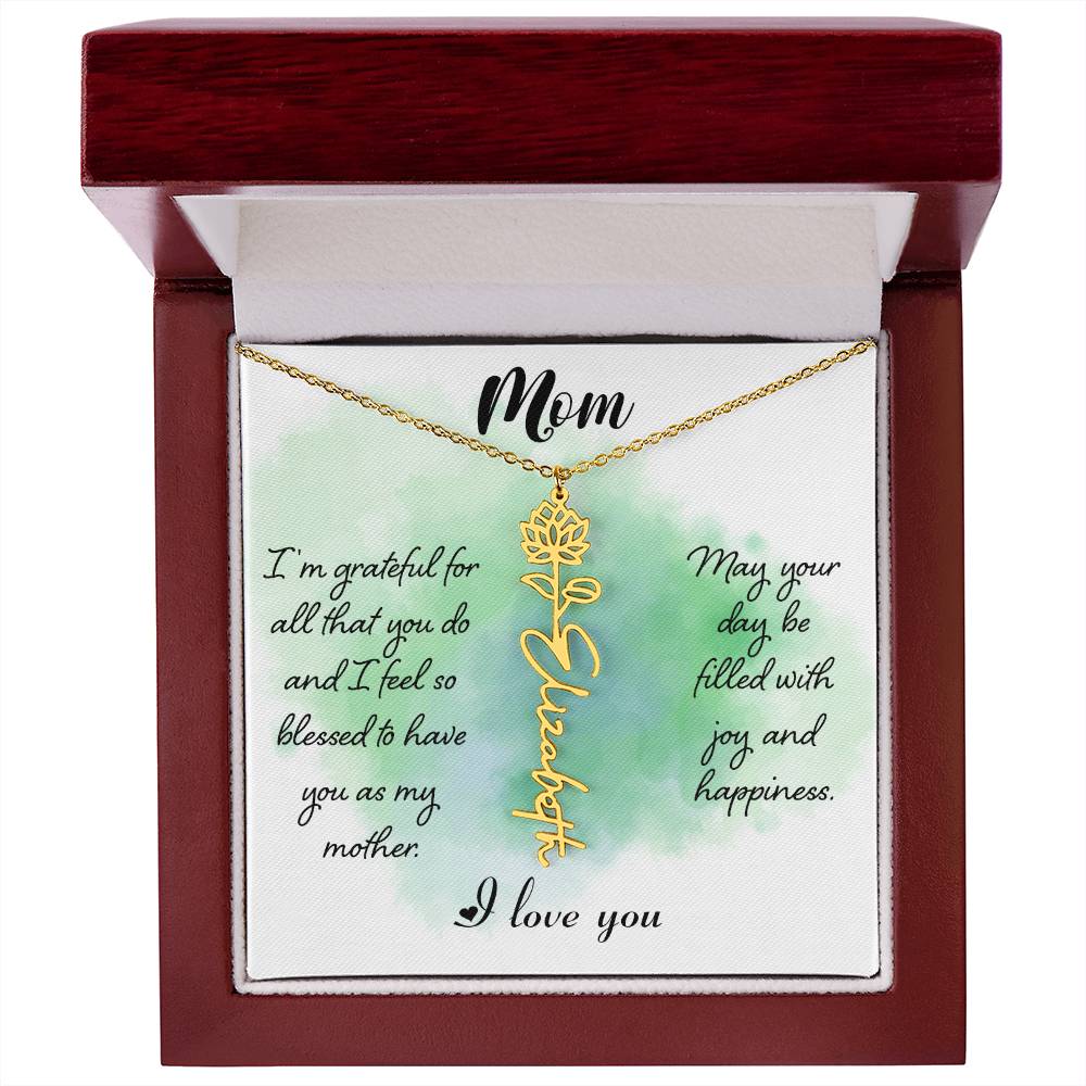 Flower Birth Month Name Necklace - To Mom